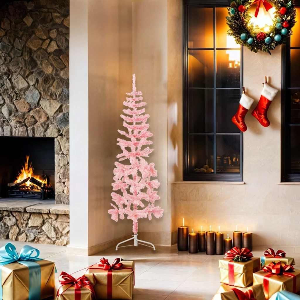 Medio árbol de Navidad artificial con soporte