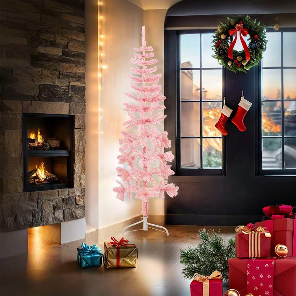 Medio árbol de Navidad artificial con soporte