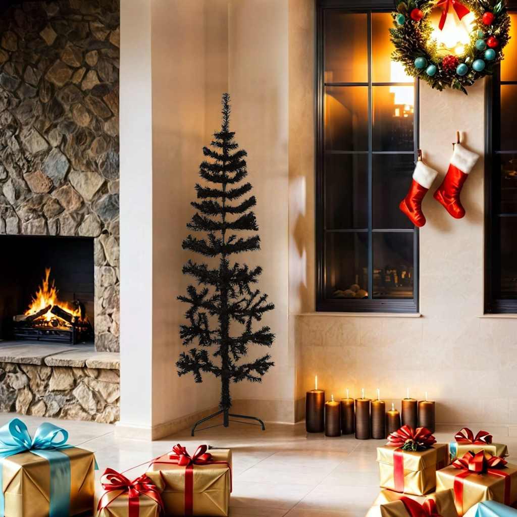 Medio árbol de Navidad artificial con soporte