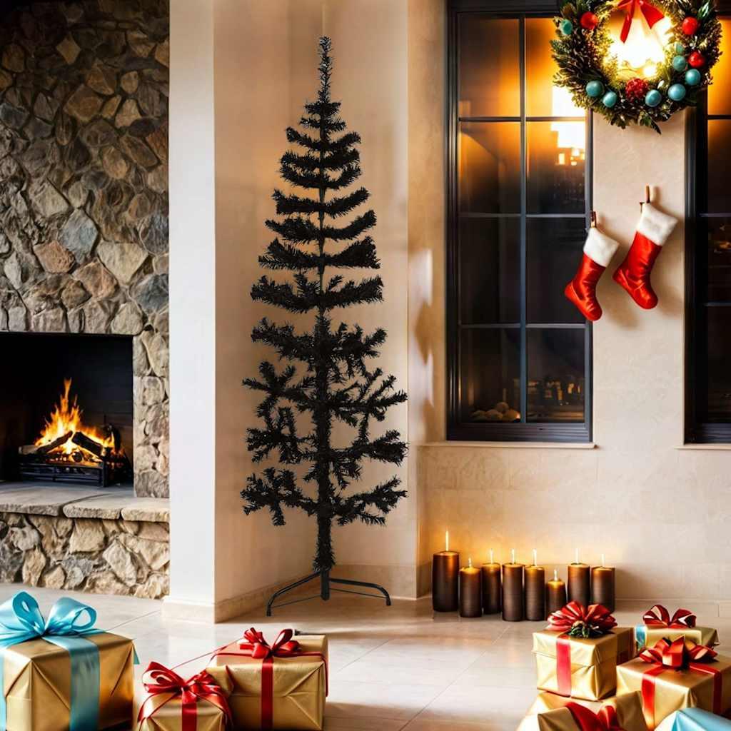 Medio árbol de Navidad artificial con soporte