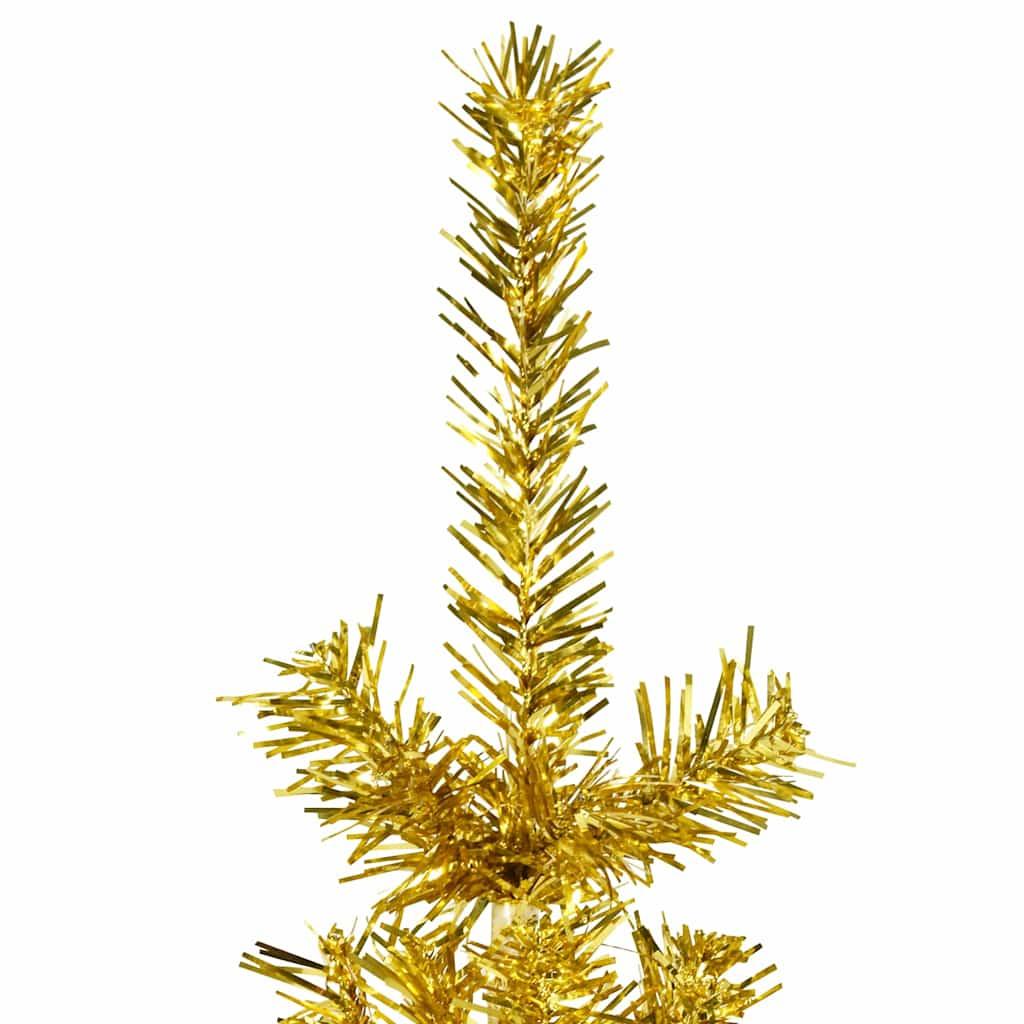 Medio árbol de Navidad artificial con soporte dorado