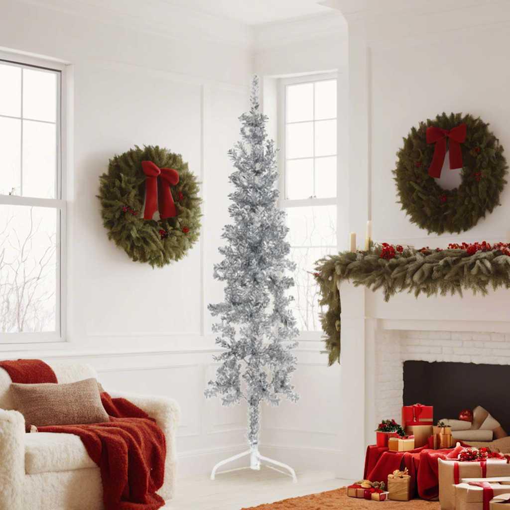 Medio árbol de Navidad artificial con soporte