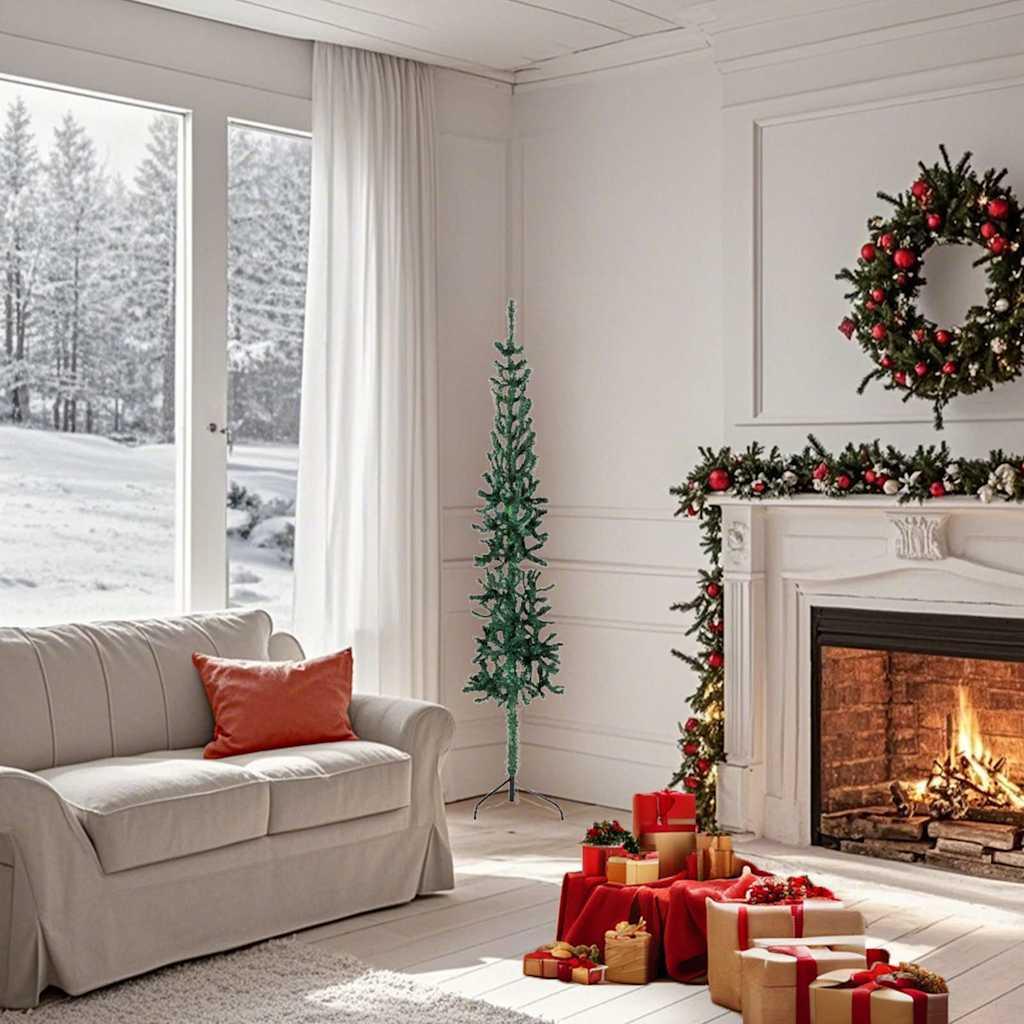 Medio árbol de Navidad artificial con soporte
