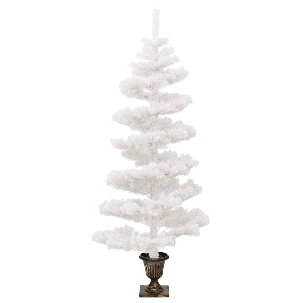 Árbol de Navidad en espiral con luces y macetero blanco 120 cm