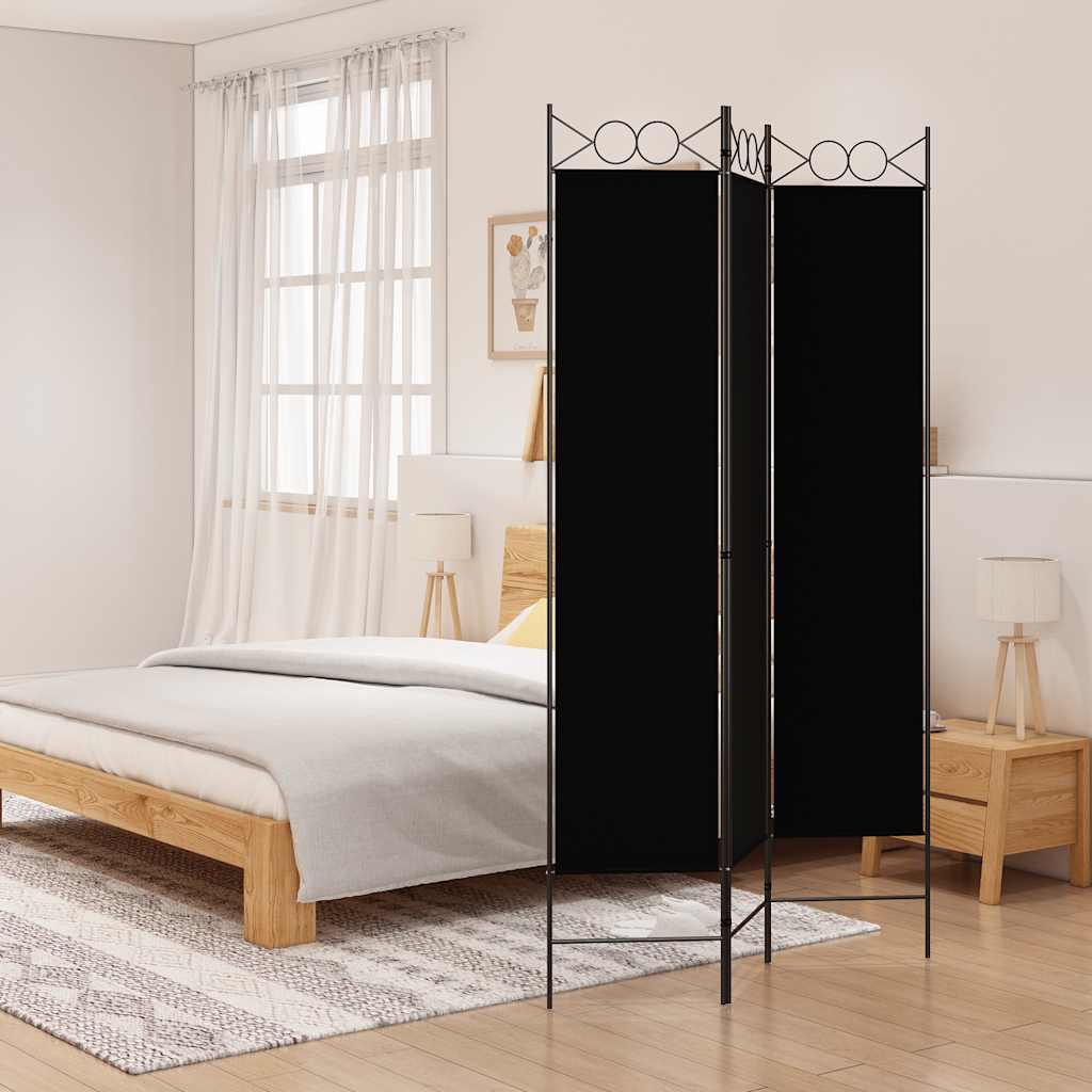 Biombo divisor de 3 paneles de tela gris antracita 120x220 cm