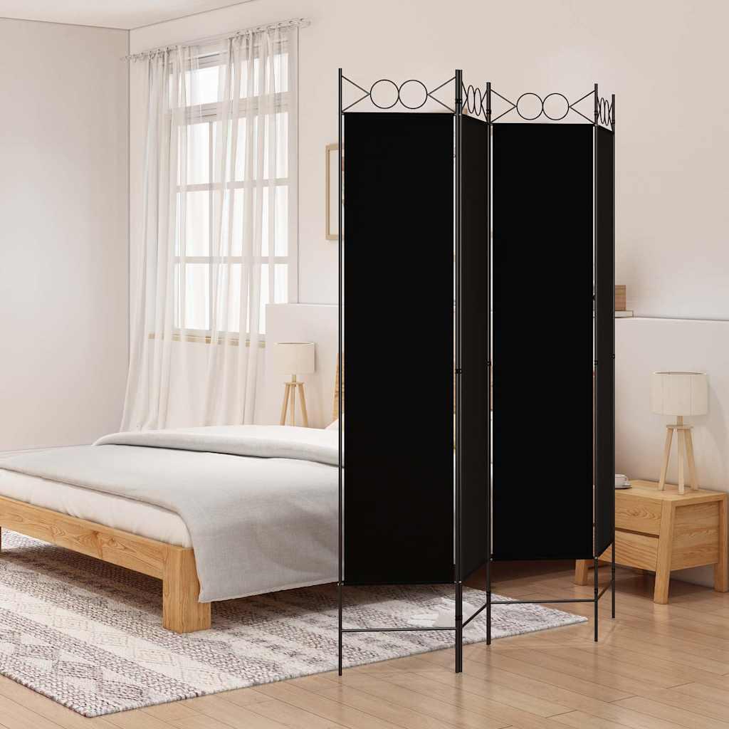 Biombo divisor de 4 paneles de tela gris antracita 160x200 cm