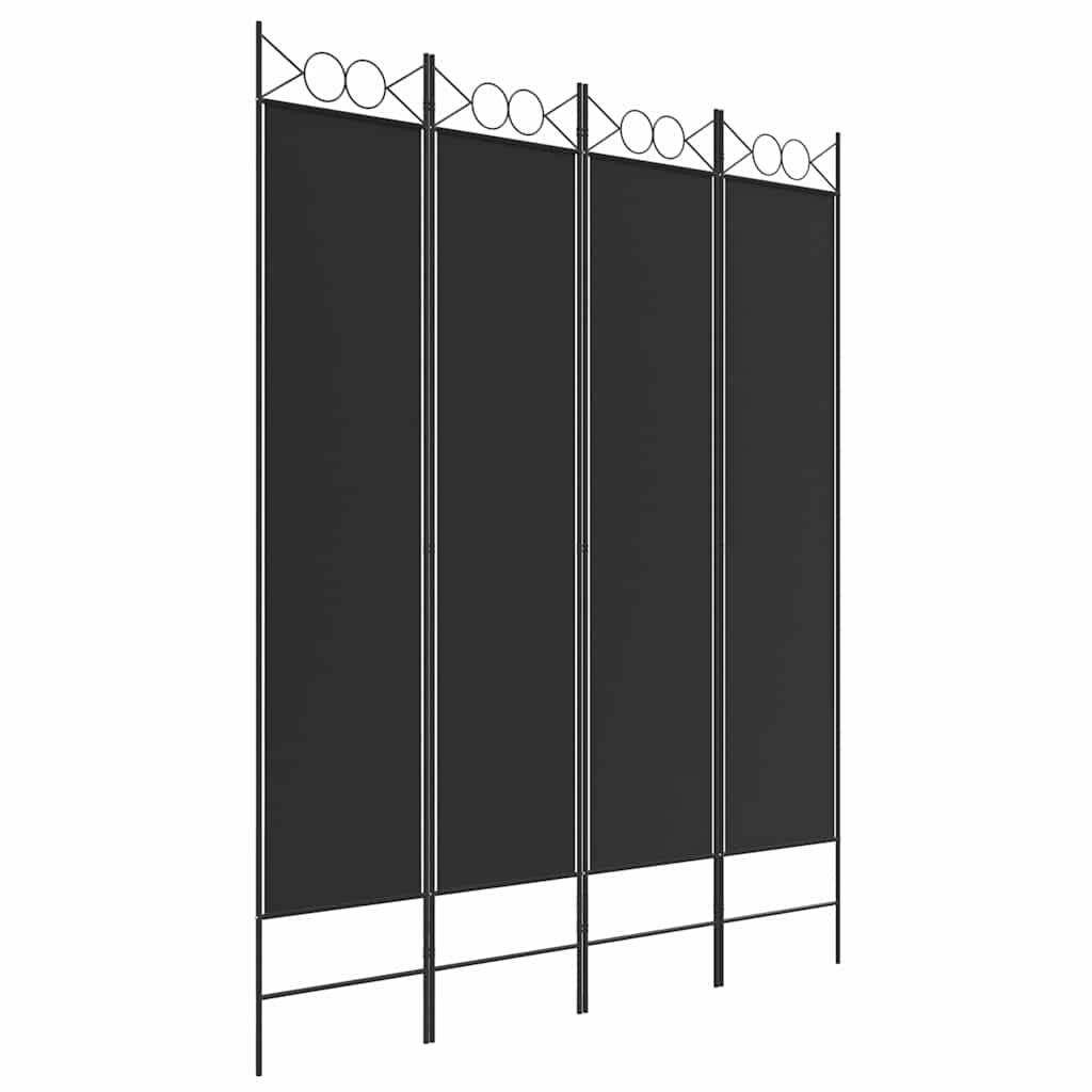 Biombo divisor de 4 paneles de tela gris antracita 160x200 cm