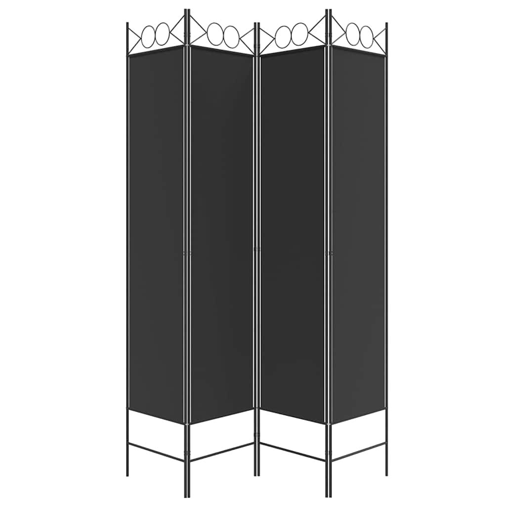 Biombo divisor de 4 paneles de tela gris antracita 160x200 cm