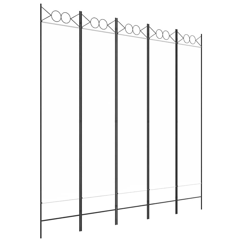 Biombo divisor de 5 paneles de tela gris antracita 200x200 cm