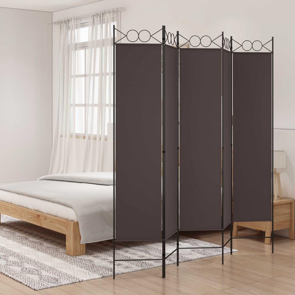Biombo divisor de 5 paneles de tela gris antracita 200x200 cm