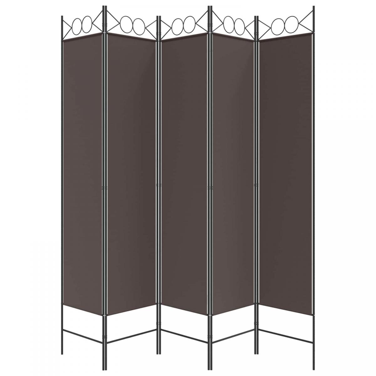 Biombo divisor de 5 paneles de tela gris antracita 200x200 cm