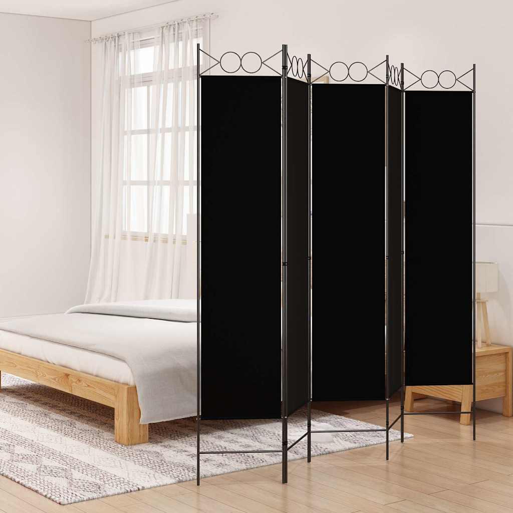 Biombo divisor de 5 paneles de tela gris antracita 200x200 cm