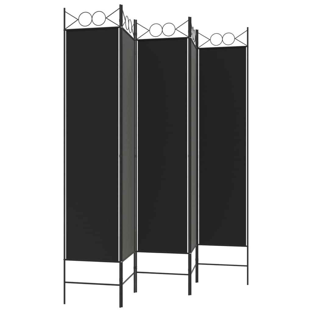Biombo divisor de 5 paneles de tela gris antracita 200x200 cm