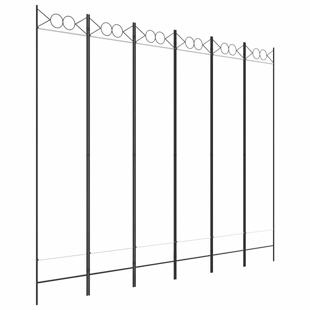 Biombo divisor de 6 paneles de tela color crema 240x170x4 cm