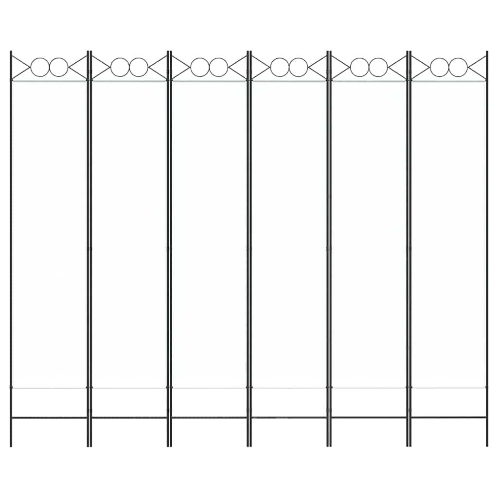 Biombo divisor de 6 paneles de tela color crema 240x170x4 cm