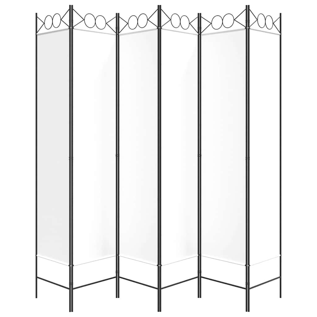 Biombo divisor de 6 paneles de tela color crema 240x170x4 cm