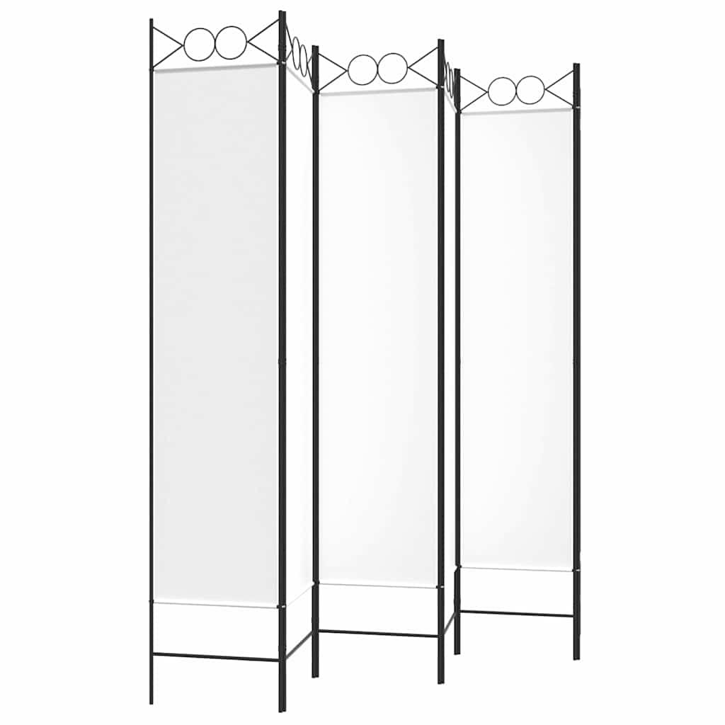 Biombo divisor de 6 paneles de tela color crema 240x170x4 cm