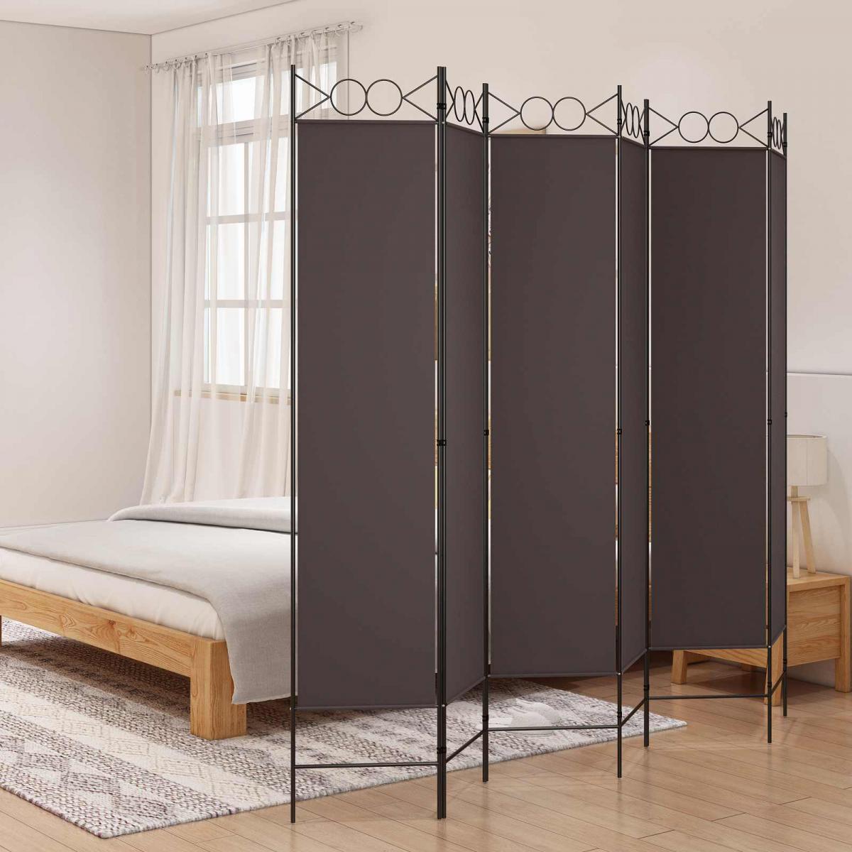 Biombo divisor de 6 paneles de tela gris antracita 240x200 cm