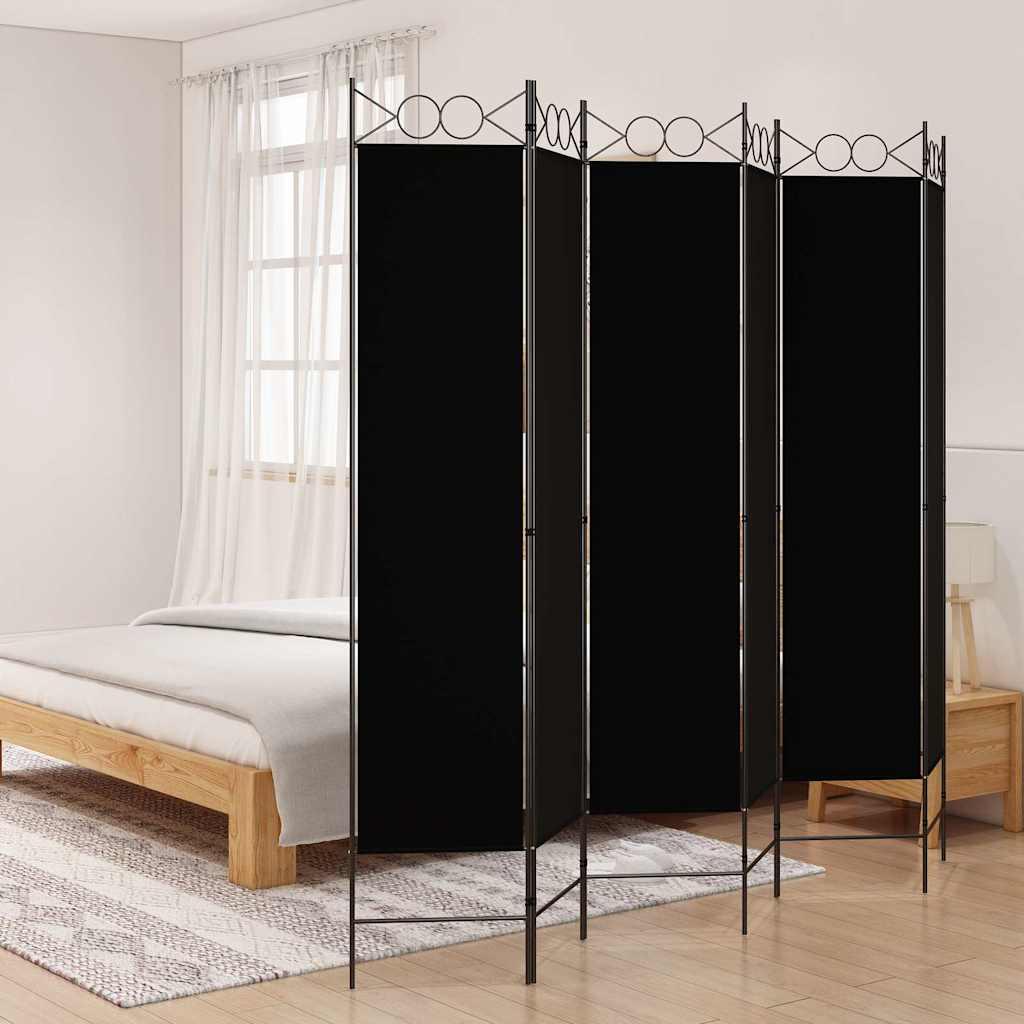 Biombo divisor de 6 paneles de tela gris antracita 240x200 cm