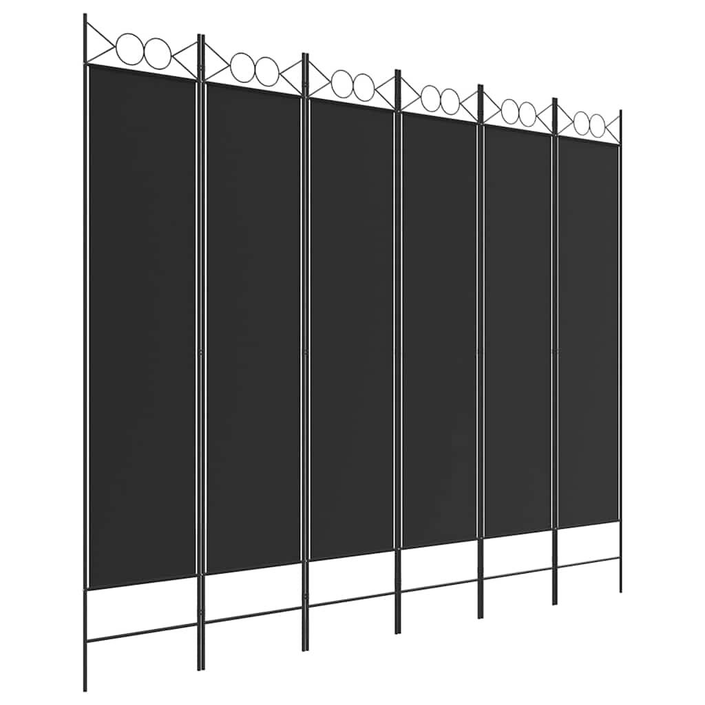 Biombo divisor de 6 paneles de tela gris antracita 240x200 cm
