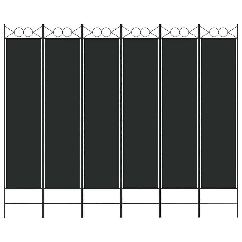 Biombo divisor de 6 paneles de tela gris antracita 240x200 cm