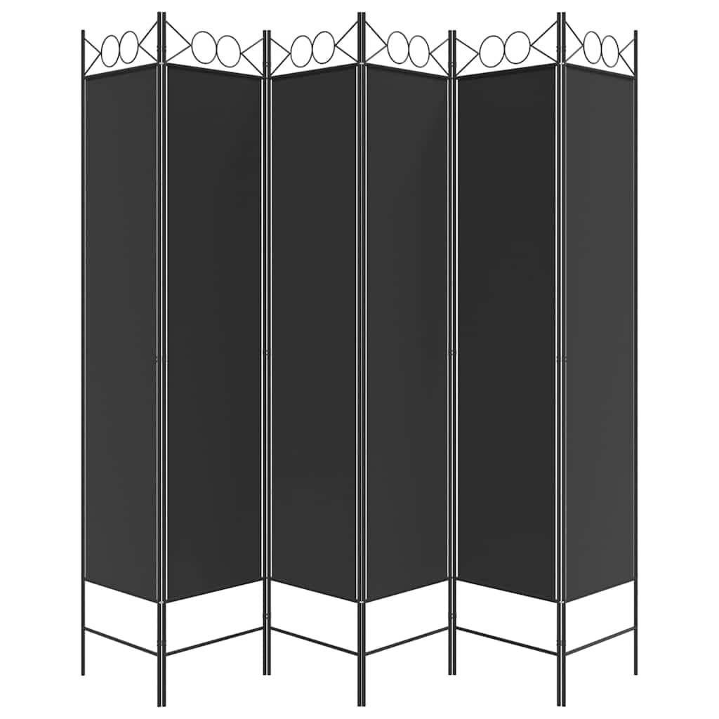 Biombo divisor de 6 paneles de tela gris antracita 240x200 cm
