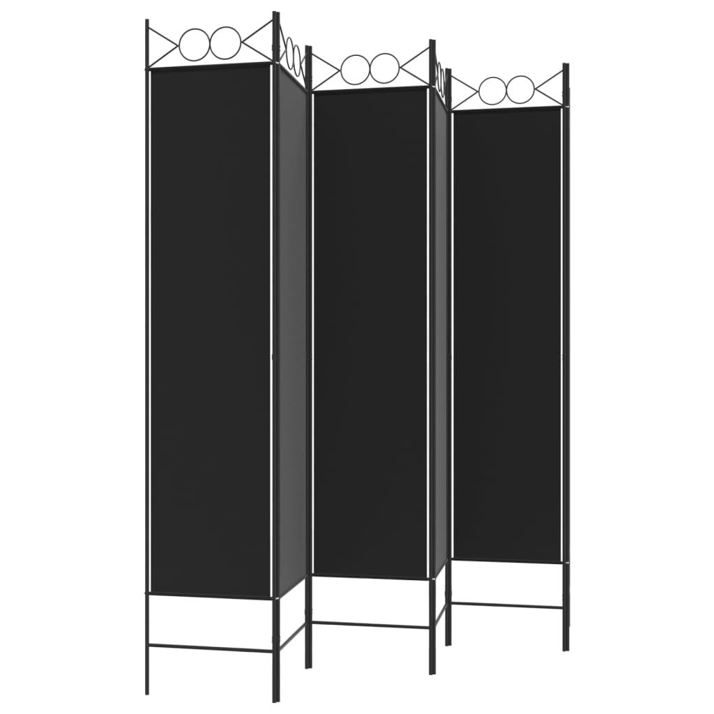 Biombo divisor de 6 paneles de tela gris antracita 240x200 cm