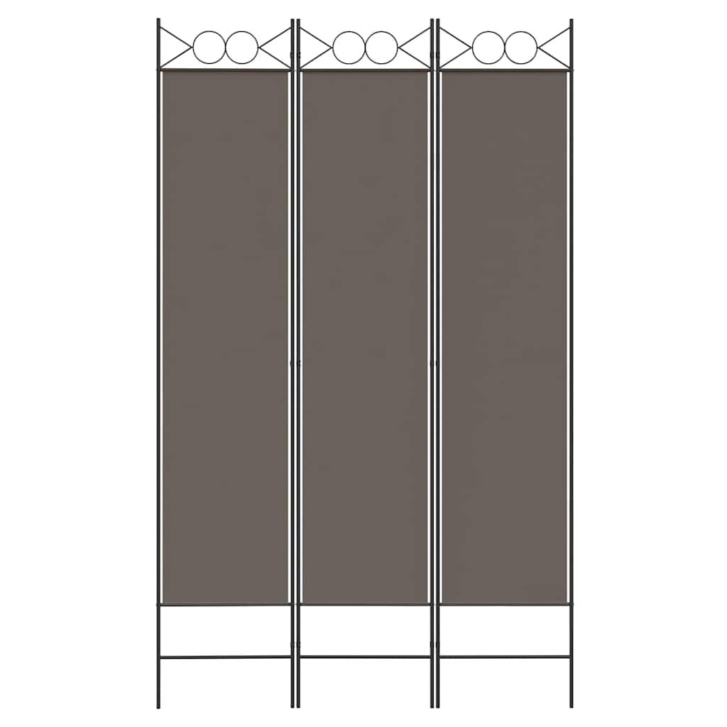 Biombo divisor de 3 paneles de tela gris antracita 120x220 cm