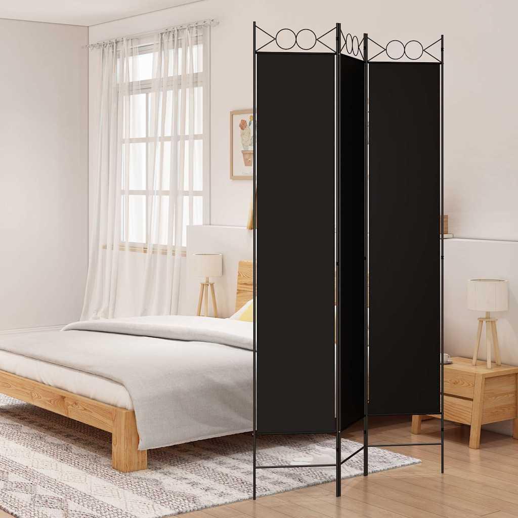 Biombo divisor de 3 paneles de tela gris antracita 120x220 cm