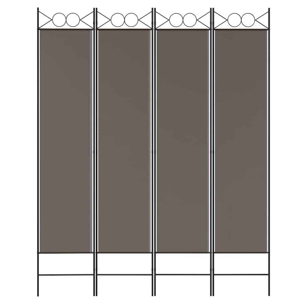 Biombo divisor de 4 paneles de tela gris antracita 200x220 cm