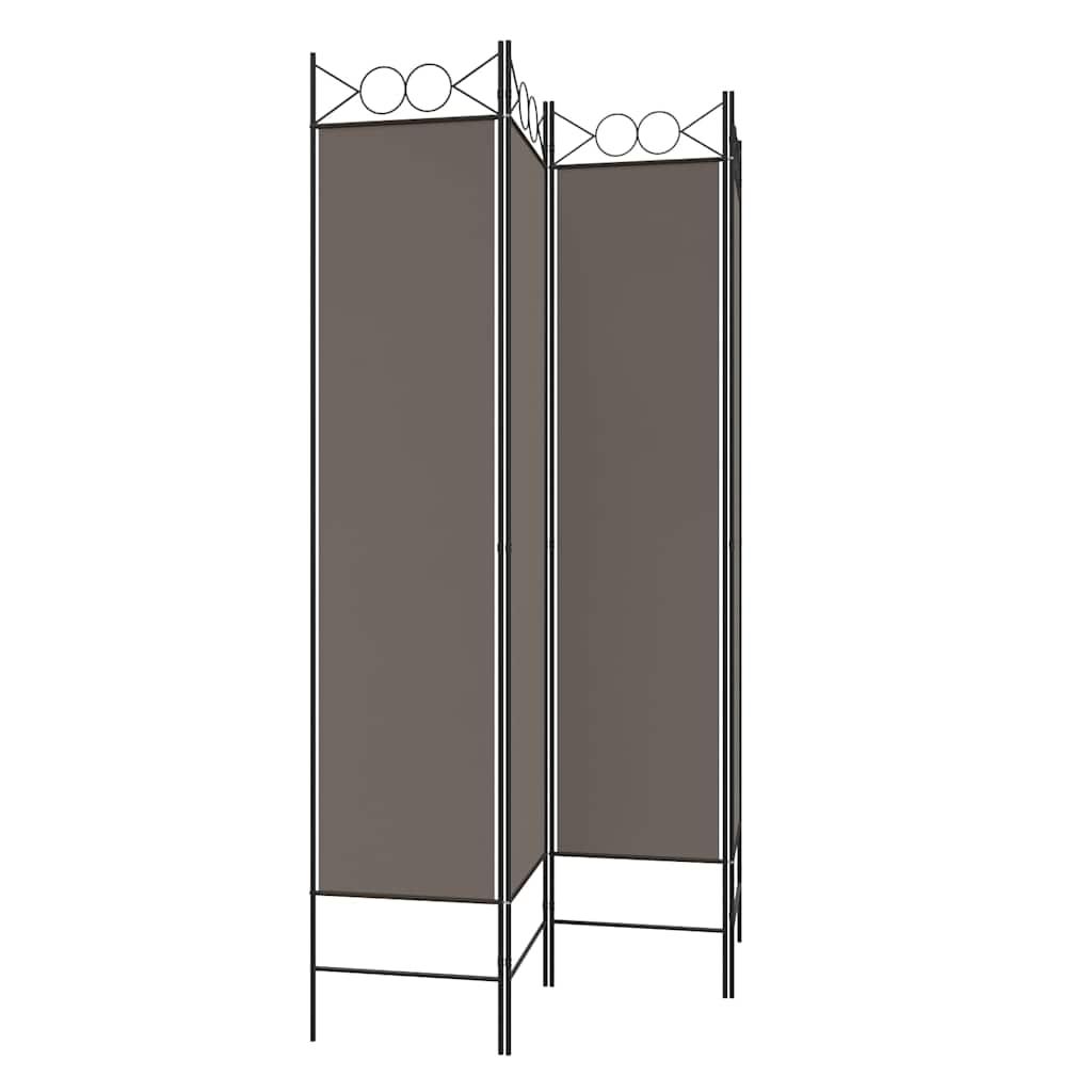 Biombo divisor de 4 paneles de tela gris antracita 200x220 cm