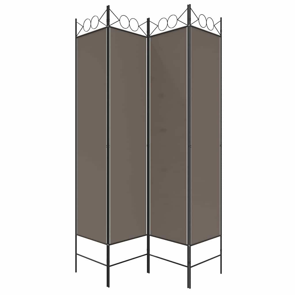 Biombo divisor de 4 paneles de tela gris antracita 200x220 cm