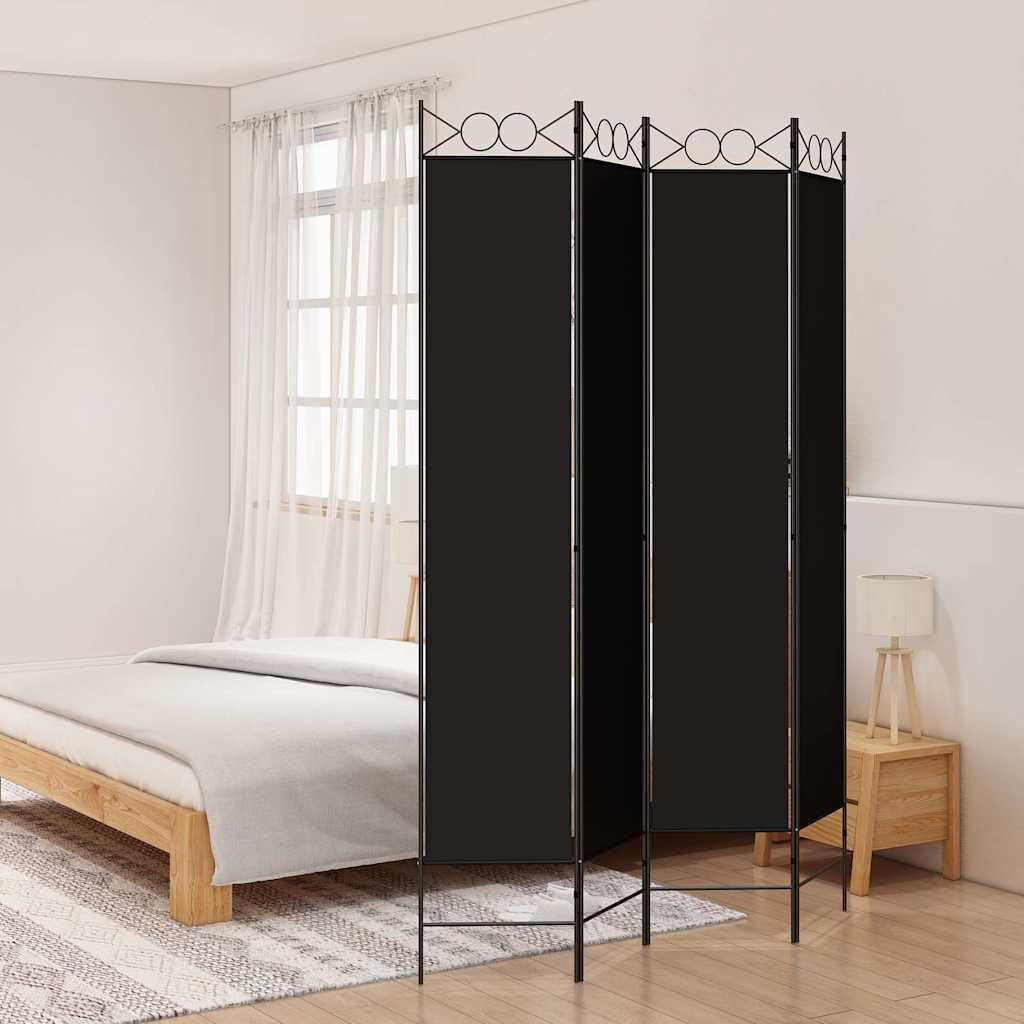 Biombo divisor de 4 paneles de tela gris antracita 200x220 cm