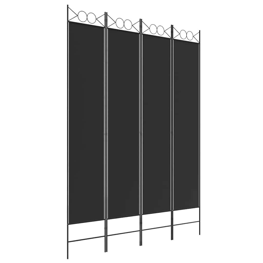 Biombo divisor de 4 paneles de tela gris antracita 200x220 cm