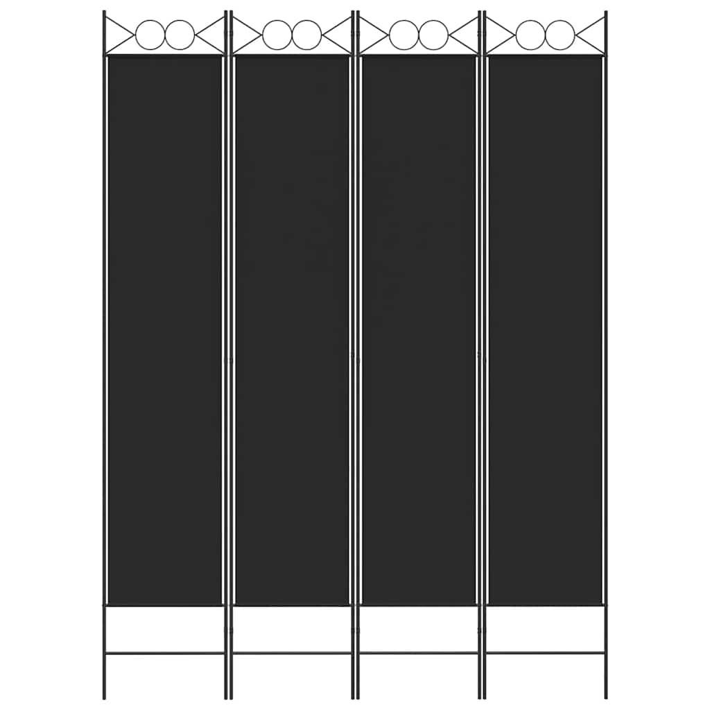 Biombo divisor de 4 paneles de tela gris antracita 200x220 cm