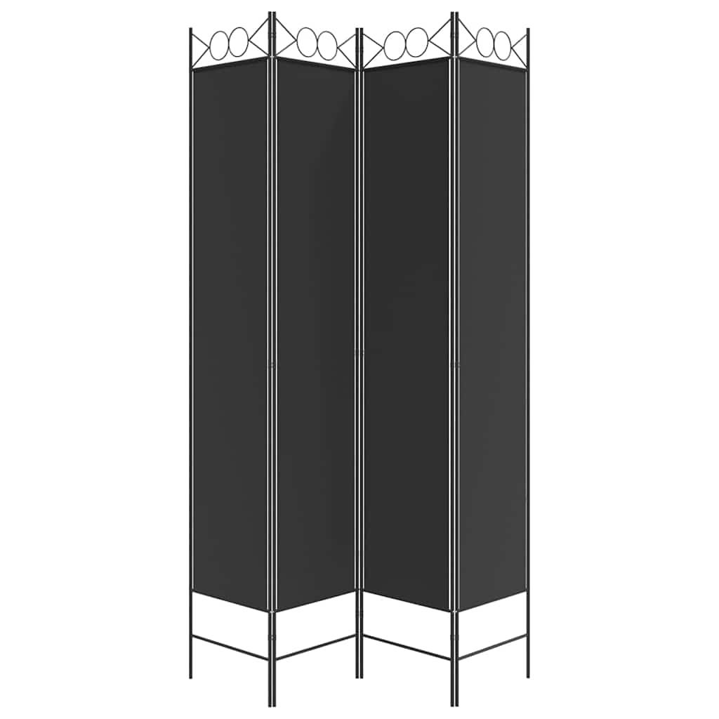 Biombo divisor de 4 paneles de tela gris antracita 200x220 cm