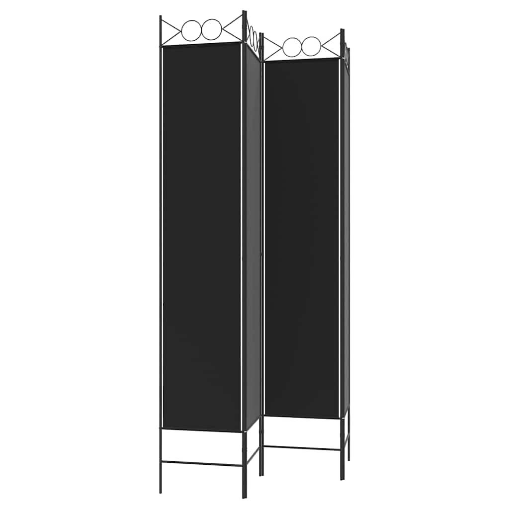 Biombo divisor de 4 paneles de tela gris antracita 200x220 cm