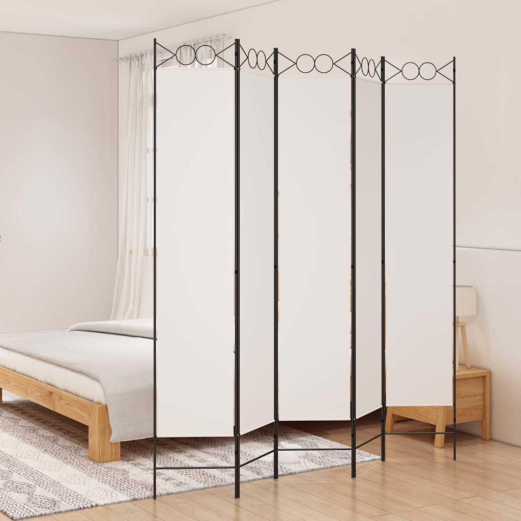 Biombo divisor de 5 paneles de tela gris antracita 200x200 cm