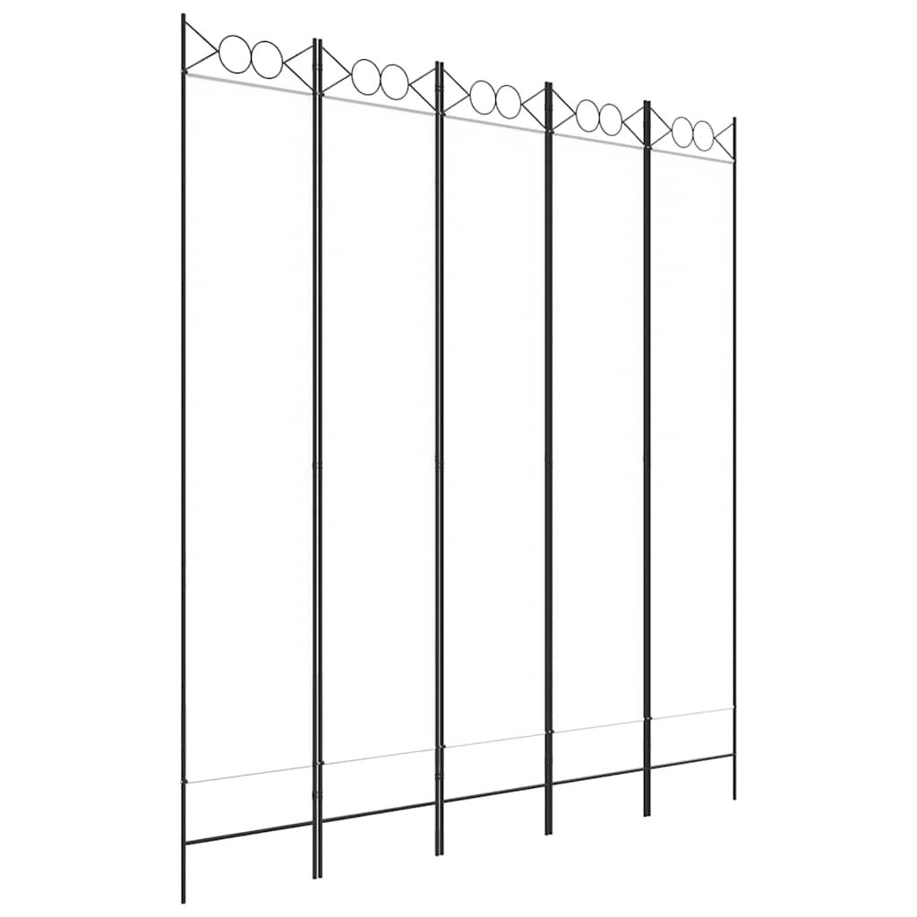 Biombo divisor de 5 paneles de tela gris antracita 200x200 cm