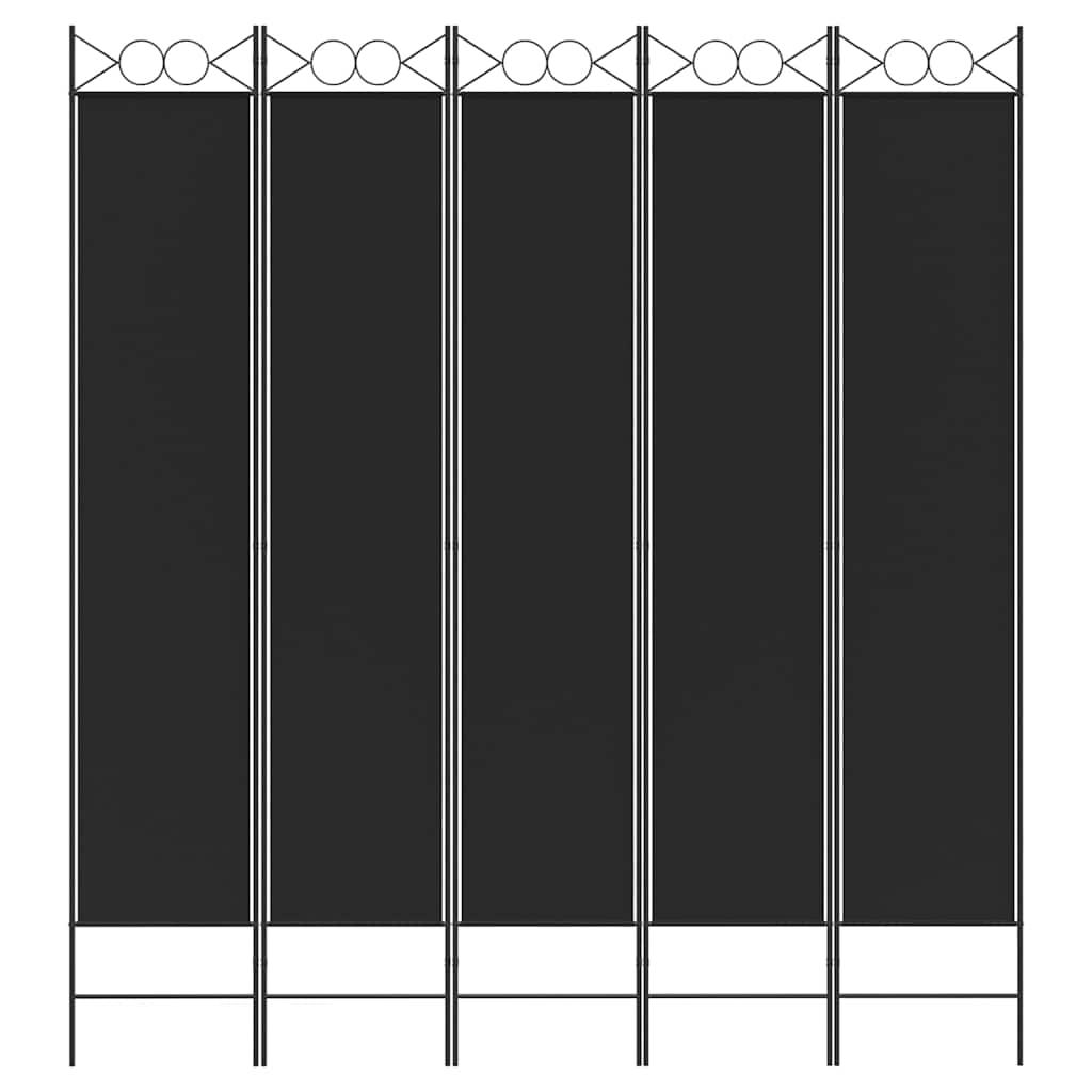Biombo divisor de 5 paneles de tela gris antracita 200x200 cm