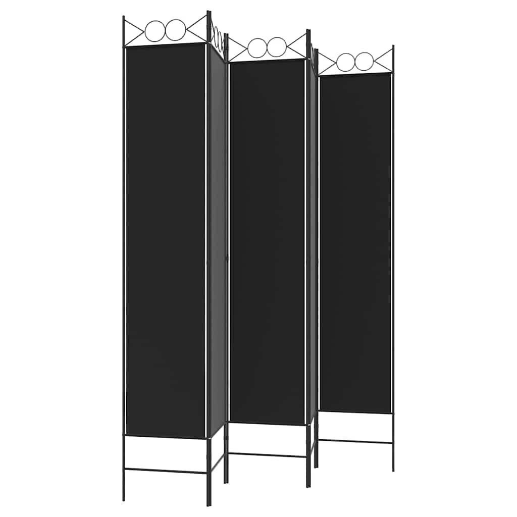 Biombo divisor de 5 paneles de tela gris antracita 200x200 cm