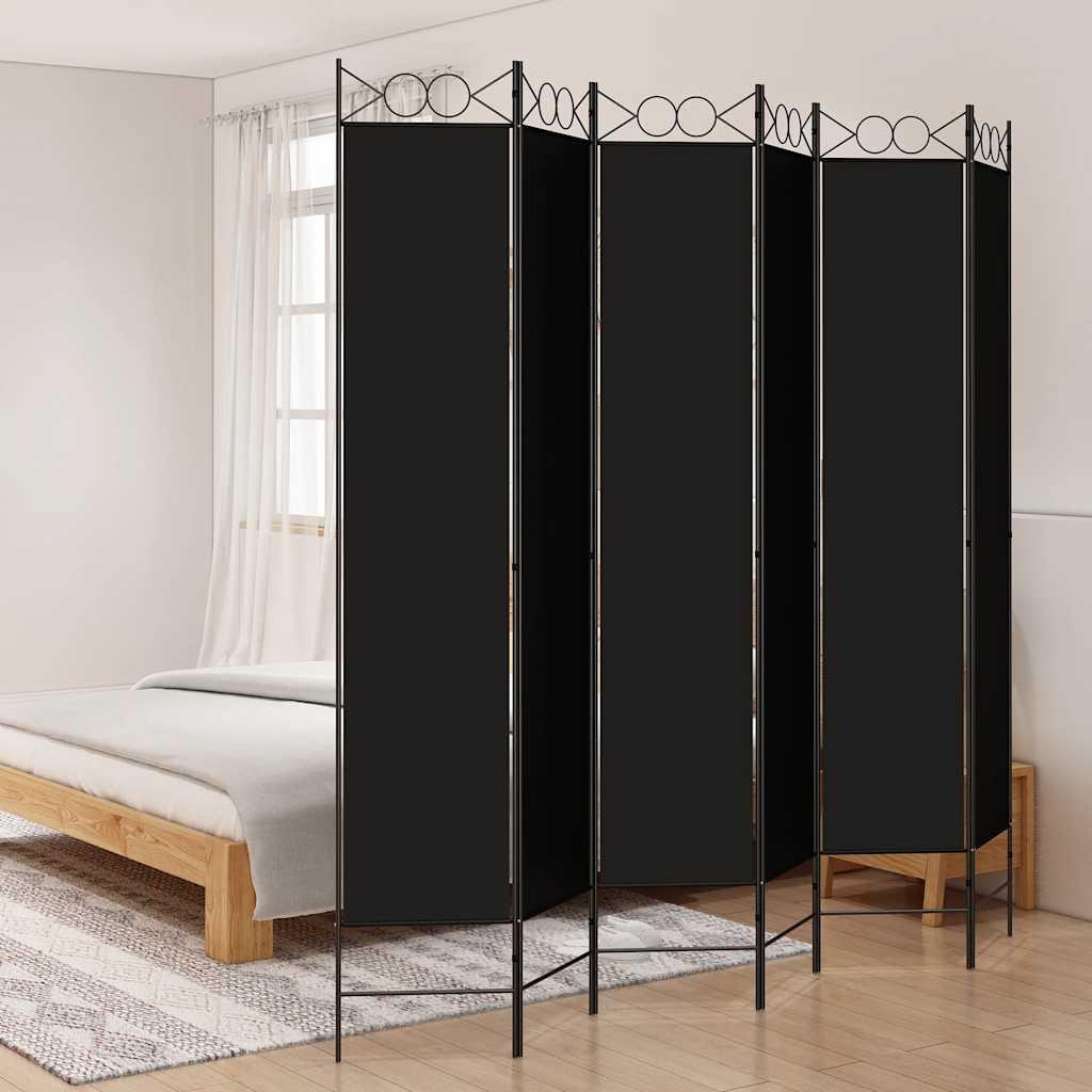 Biombo divisor de 6 paneles de tela gris antracita 240x220 cm