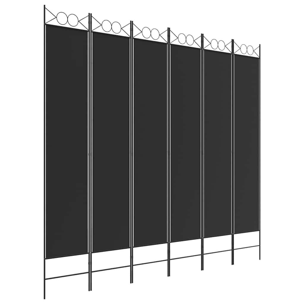 Biombo divisor de 6 paneles de tela gris antracita 240x220 cm