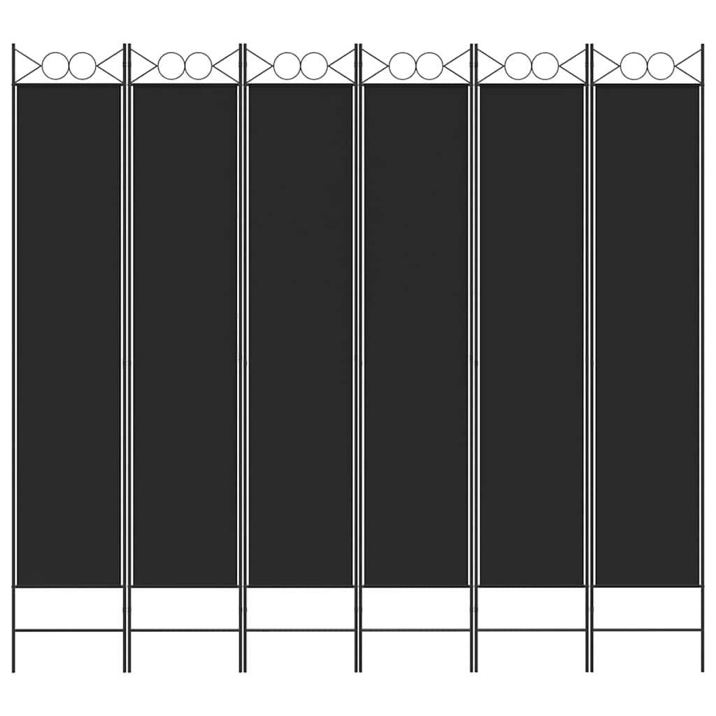 Biombo divisor de 6 paneles de tela gris antracita 240x220 cm
