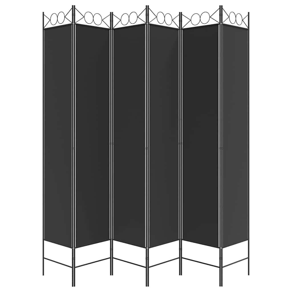 Biombo divisor de 6 paneles de tela gris antracita 240x220 cm