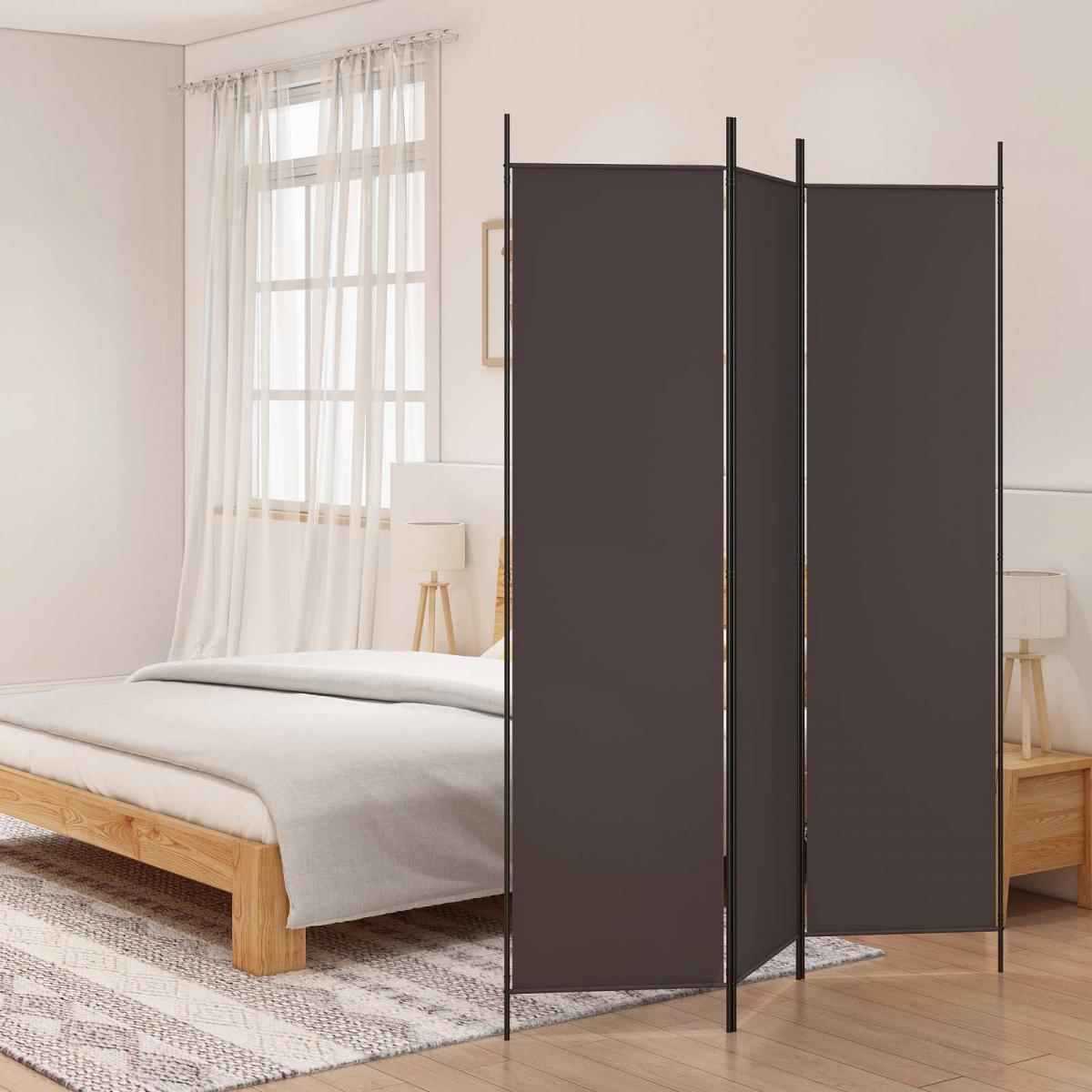 Biombo divisor de 3 paneles de tela gris antracita 120x220 cm