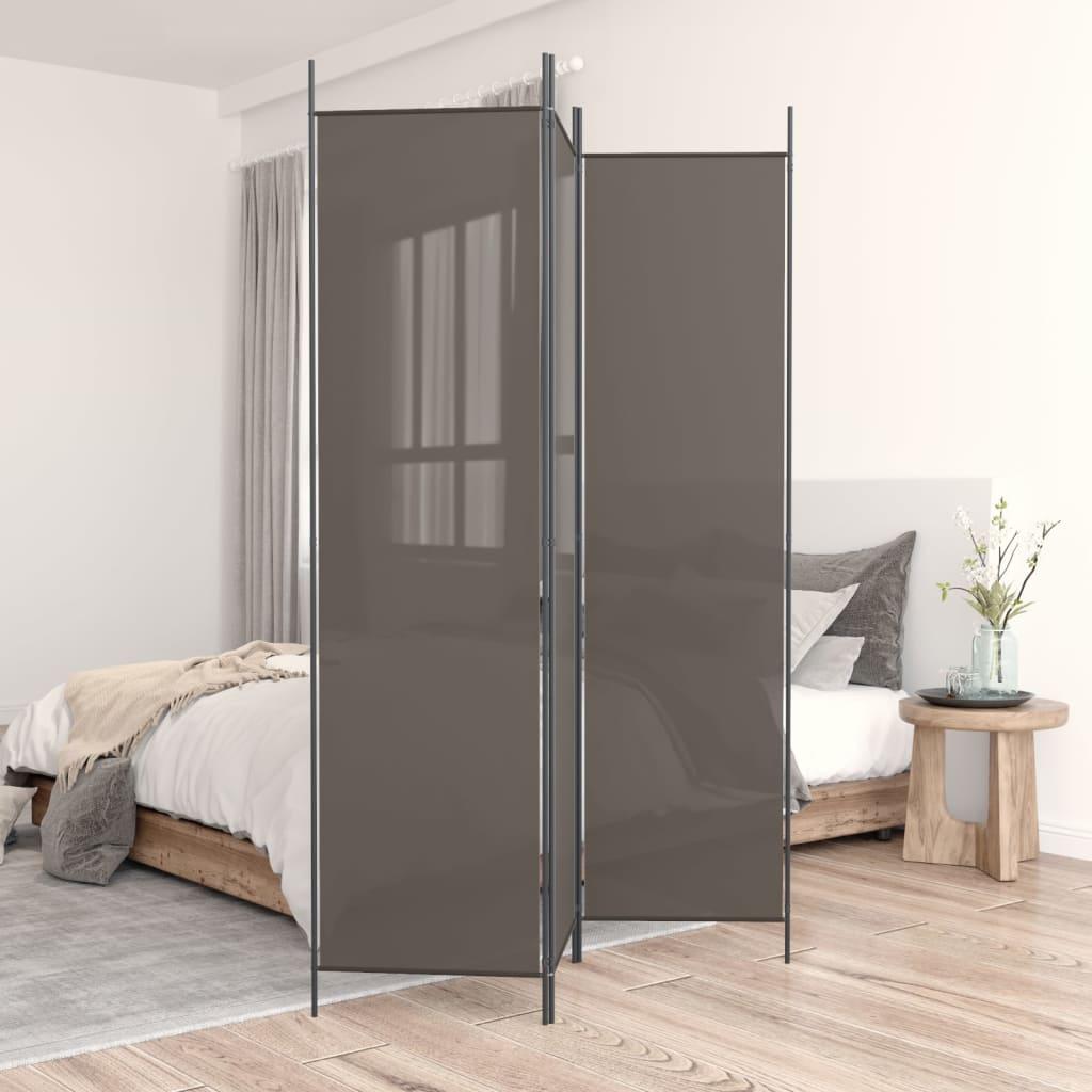 Biombo divisor de 3 paneles de tela gris antracita 120x220 cm