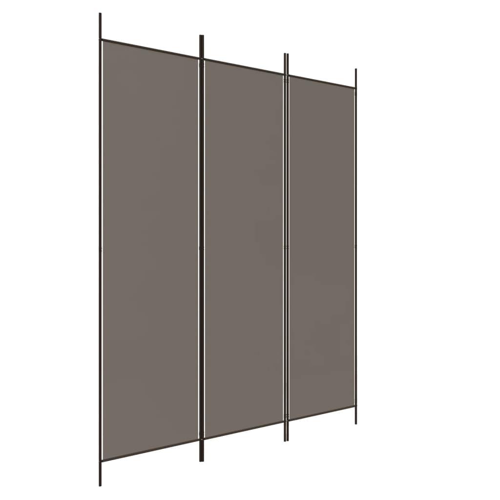 Biombo divisor de 3 paneles de tela gris antracita 120x220 cm