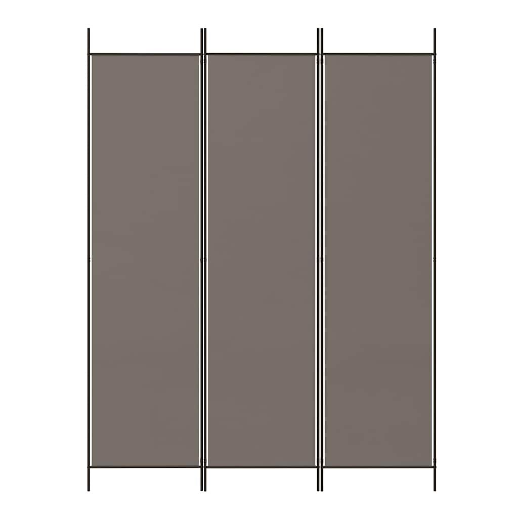Biombo divisor de 3 paneles de tela gris antracita 120x220 cm