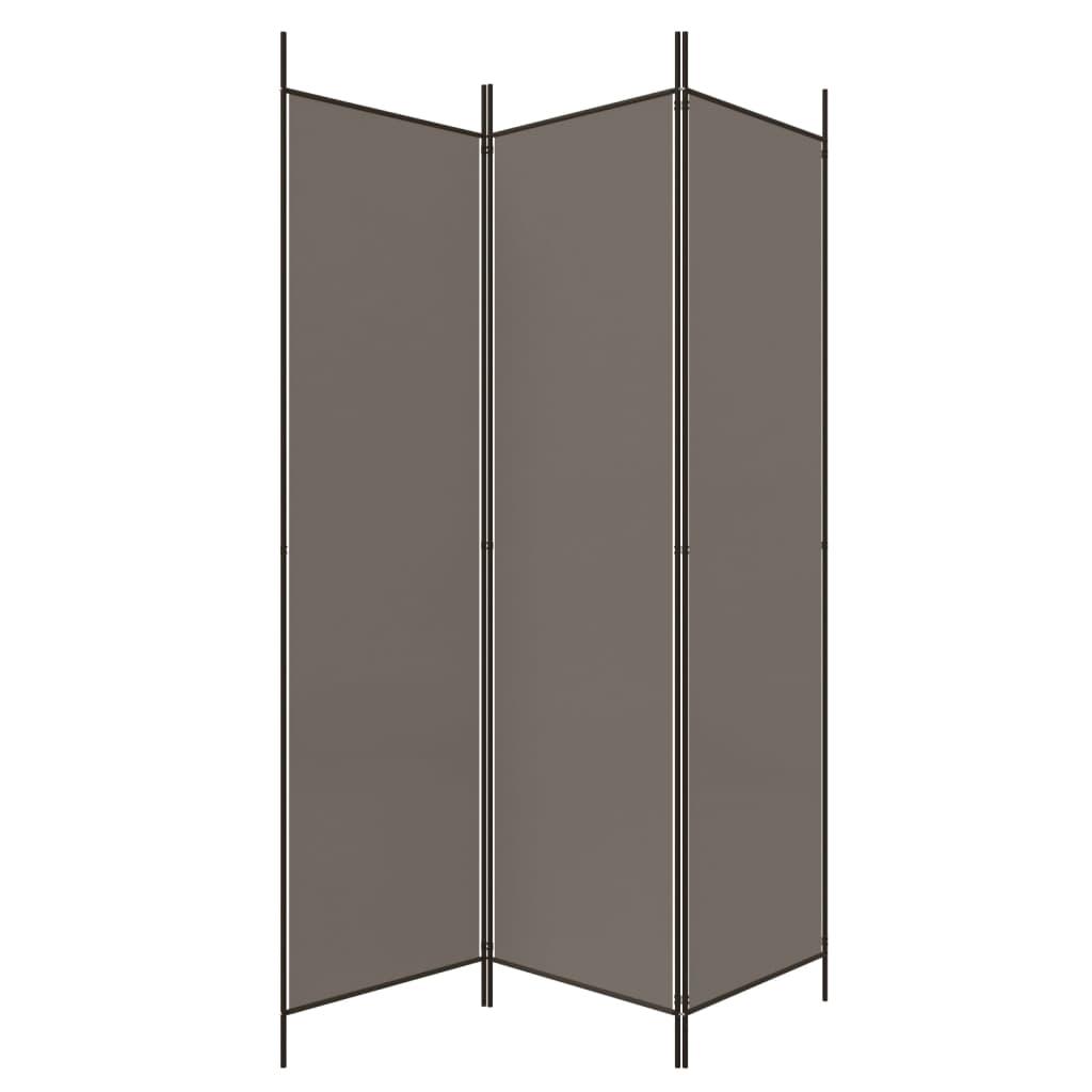 Biombo divisor de 3 paneles de tela gris antracita 120x220 cm